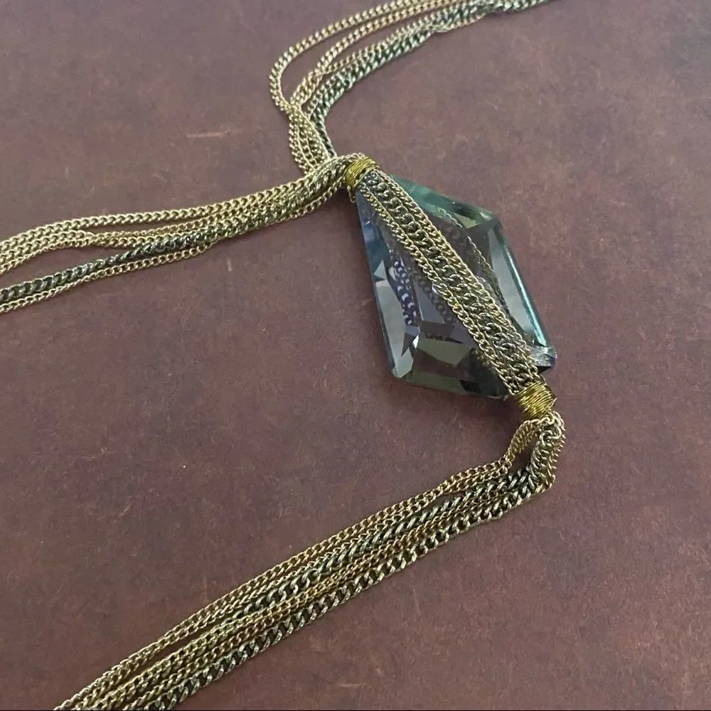 Long Multi Colored Chains Crystal Toggle Necklace - Picture 4 of 6